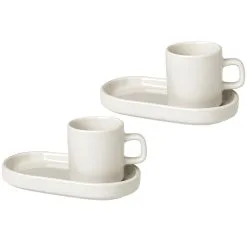 Blomus 2 Tazas Espresso Y Platillos Pilar